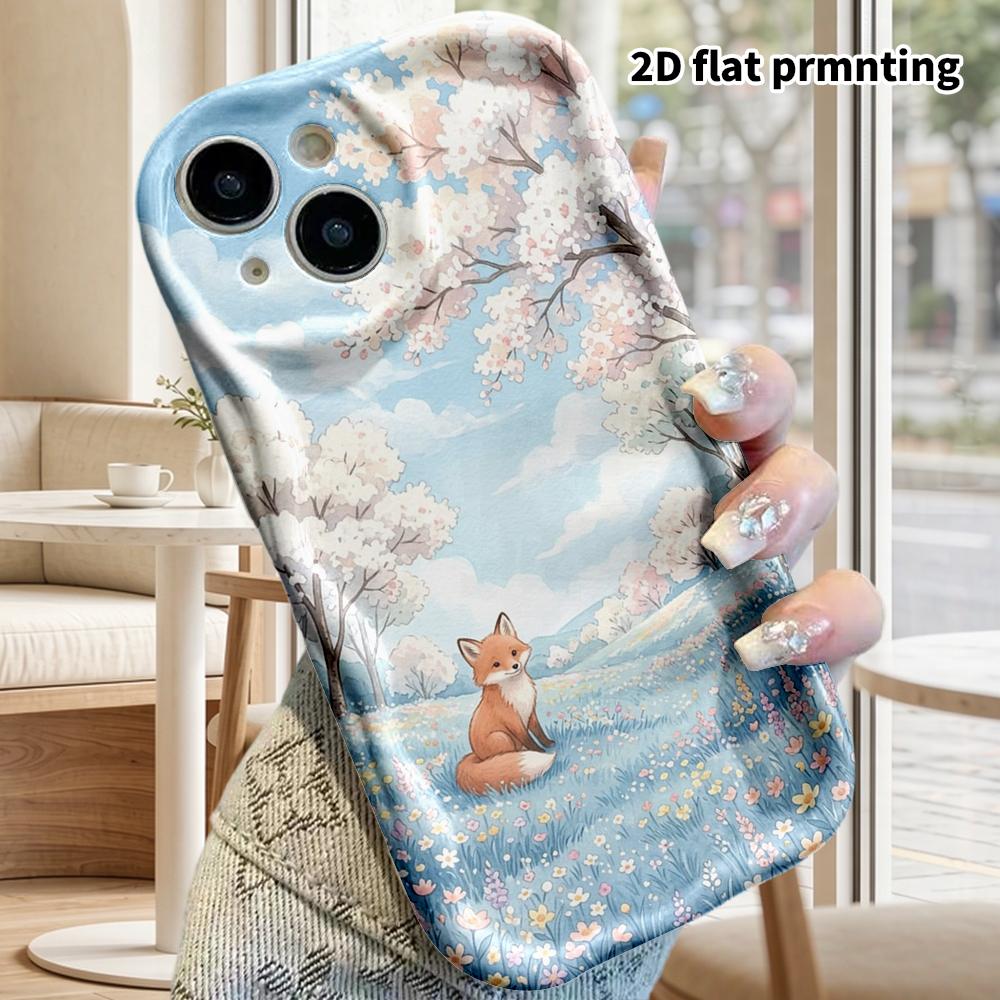 Phone Case: 2D Flat Design Suitable for iPhone 18 17 16 15 14 13 Pro Protective Case, Couple Style, Spring Little Fox, Christmas and Halloween Gifts