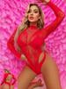 Women Sexy Lingerie Teddy Snake Pattern Long Sleeves Costumes Fish Net Perspective Jumpsuit Bodysuit Cosplay Outfits