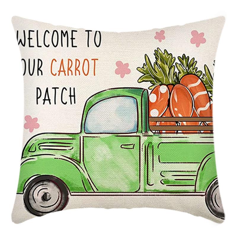 Easter Pillowcase Short Plush Digital Print Holiday Sofa Cushion Cover Easter Egg Bunny Car Cushion Pillowcase