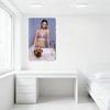Sexy Woman Long Light Brown Hair Bathtub Pink Bubbles Purple Bralette Bikini Dog Green Toy Metal Tin Sign Vintage Wall Decor for