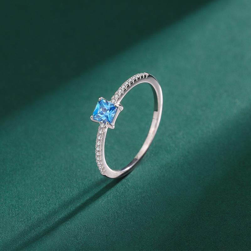 12 Birthstone 925 Sterling Silver Women's Zircon Ring - Elegant Red Book Style Jewelry, Perfect Birthday Gift