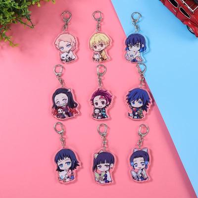 Set di portachiavi in acrilico dell'anime Demon Slayer con Kanao, Nezuko, Shinobu, Mitsuri, Tanjiro