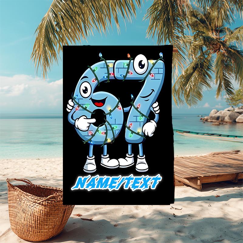 1PC Custom Name Christmas Lights Fun Beach Towel Highly Absorbent And Sand-Resistant Towel for Swimming, Pool, Yoga, And Travel Lightweight