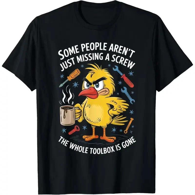 Funny Duck Meme T- Shirt Missing a Screw Quote Graphic Tee Unisex Vintage