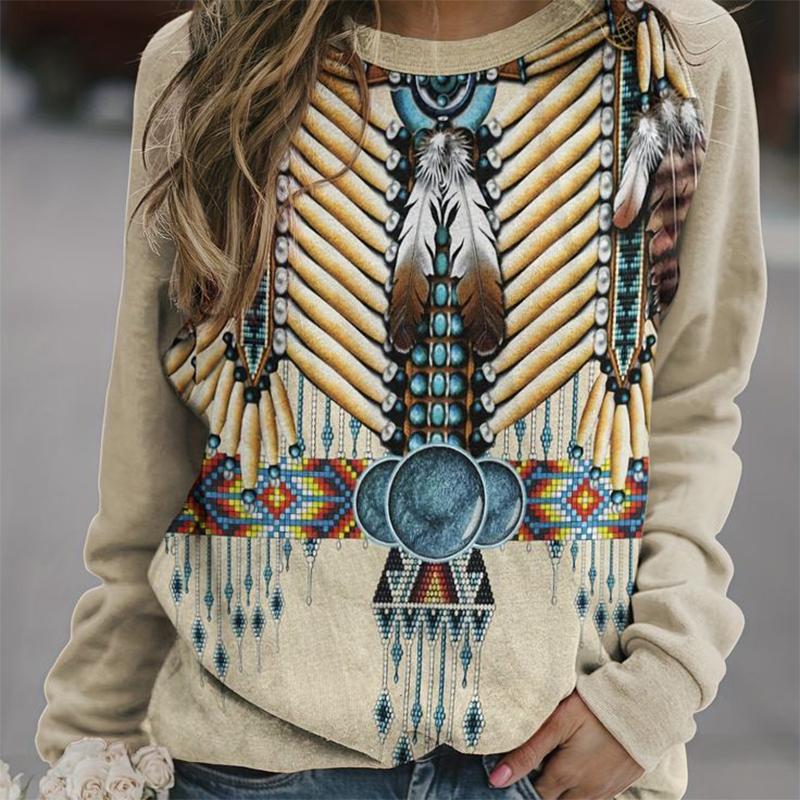 

Свитшоты в стиле индейцев в стиле ацтеков и этнических принтов с изображением лошадей в стиле ретро с капюшоном для женщин с капюшоном большого размера, женские топы, одежда 5XL