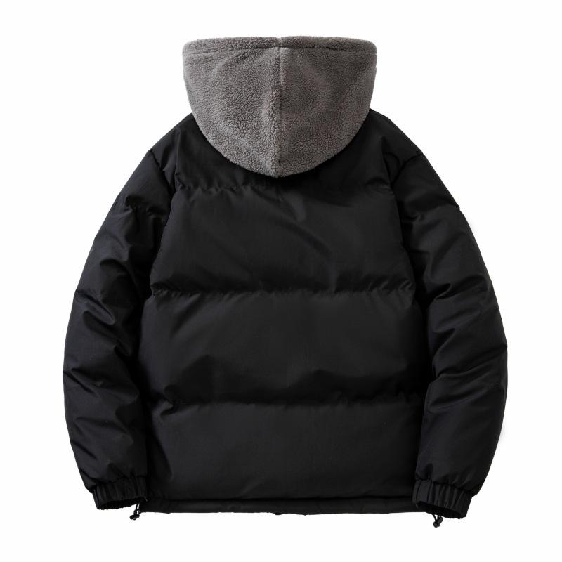 New Year's New Fake Two-piece Cotton Coat Men's Trendy Loose Thickened Polar Fleece Hooded Bread Coat Simple Cotton Jacket