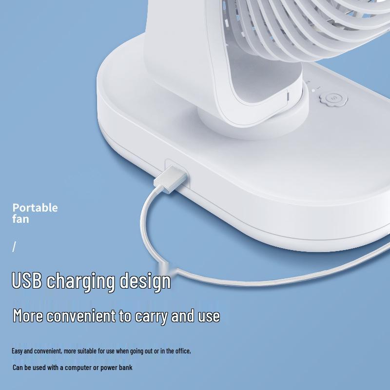 2025 Portable Silent Desktop Fan for Students with Free Rotation and Rechargeable Battery