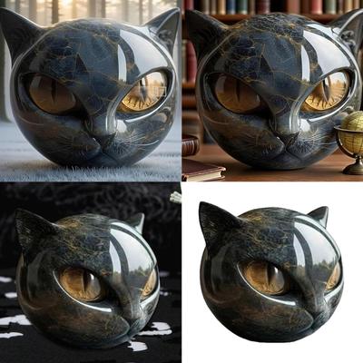 Escultura de Resina de Gato de Halloween Decoraciones de Escritorio Durabilidad Figurita de Gato Festivo Pisapapeles de Oficina Regalo para Amantes de las Mascotas