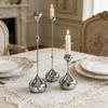 3Pcs Silver Candle Holder, Metal Candlestick Romantic Art Table Decoration For Home Dining , Wedding Photography Props