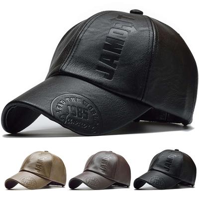Casquette de baseball réglable vintage en cuir PU pour homme, chapeau à rabat, casquette de camionneur pour homme, chapeau de papa, chapeaux chauds d'hiver, casquette