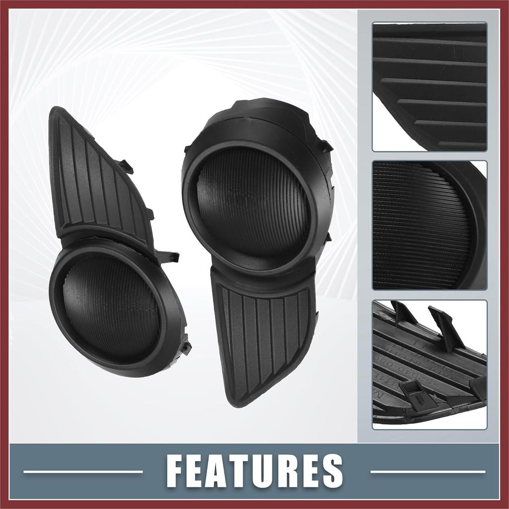 Front Left Right Side Fog Light Grille Cover 52128-08020 52127-08020 Fog Light Bezel Cover Trim for Toyota Sienna 2011-2015 1 Pair Replace Parts
