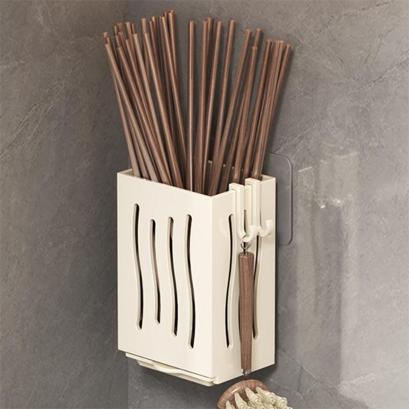 Multifunctional Kitchen Utensil Storage Rack Chopstick Draining Holder Wall-Mounted Freestanding Cutlery Tableware Organizer Box
