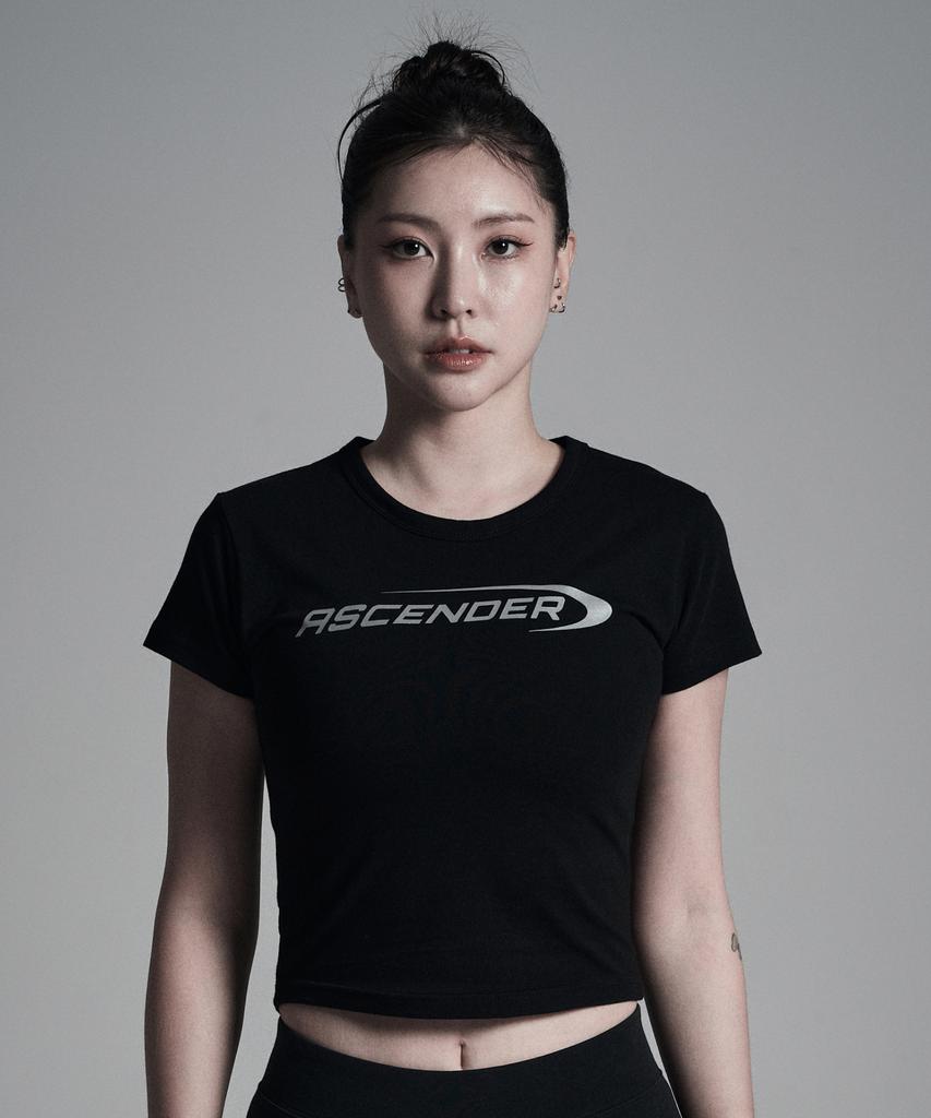 Eosendeo (Reflective) Ascending Logo Crop Short Sleeve [Black]