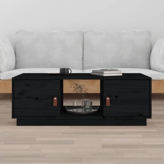 818269 vidaXL Coffee Table Black 100x50x35 Cm Solid Pine Wood