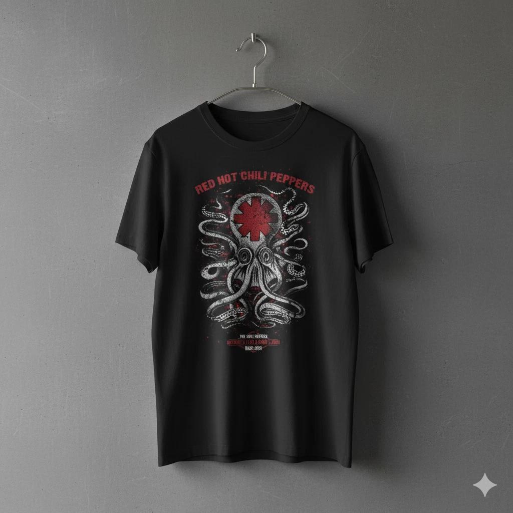 Unisex Adult Casual Music Red Hot Chili Peppers Octopus Logo T-Shir... XL