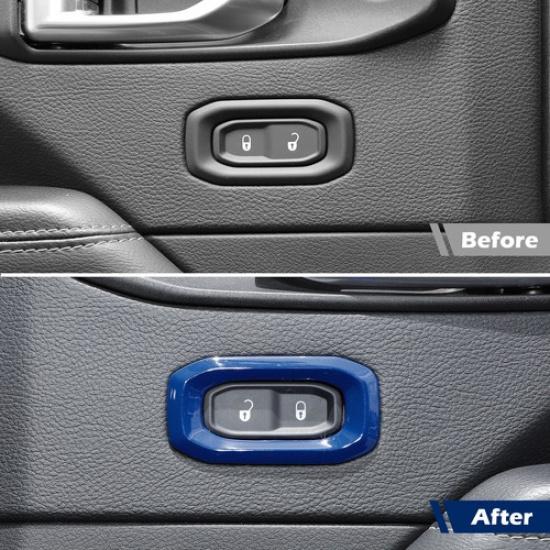 Interior Door Lock Switch Button Cover Trim for Jeep Wrangler JL & JT 2018+ Blue