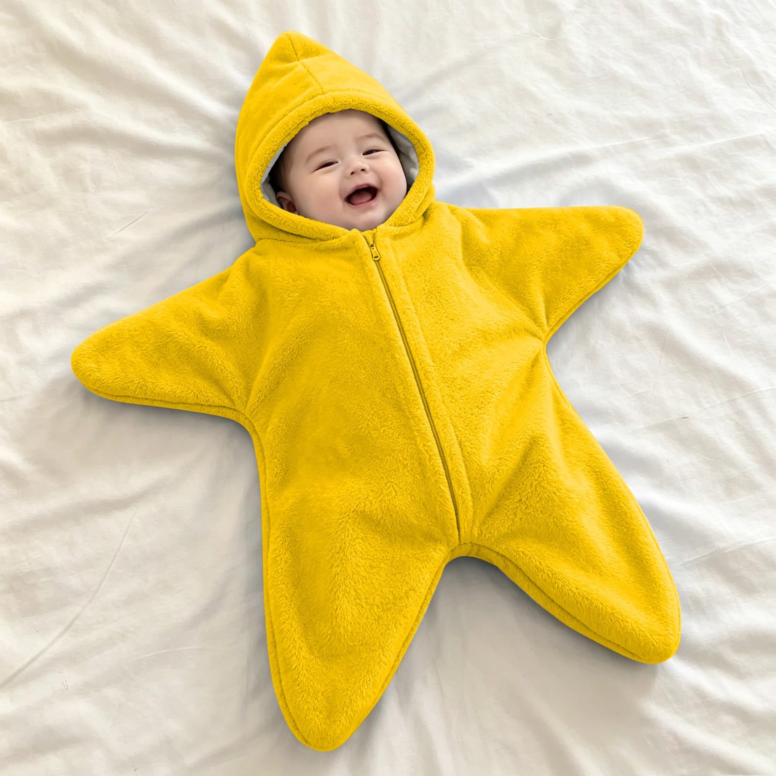 Baby-Swaddle-Decke Schlafsack für, Extradick - Aufwach- Wickeltuch für den Außen- und Innenbereich 9M gelb