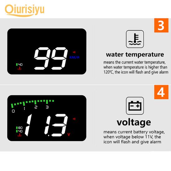 Head Up Display Digital Car Display Tachometer A900 Windschutzscheibenprojektor Bequeme Breite Kompatibilität Stabile 3,5-Zoll-Head-Up-Anzeige Für Auto Schwarz