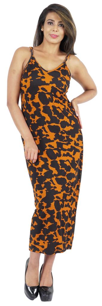 Inkmeso Printed V Neck Maxi Bodycon Dress For Womens Sexy Spaghetti Strap