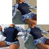 Polyester Spliced Womens Swimwear With Long Sleeve Floral Print For Surfing And Water Sports