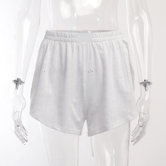 2 pezzi/set top da donna pantaloncini outfit scava fuori elastico in vita allentato manica lunga o collo sottile tinta unita traspirante morbido homewear t-shirt pantaloncini set