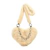 Women's Shoulder Bag, Plush Heart Chain Shoulder Bag, Crossbody Bag, Handbag, Niche Sexy Girl Outfit, Date, Commuting, Shopping, Versatile.