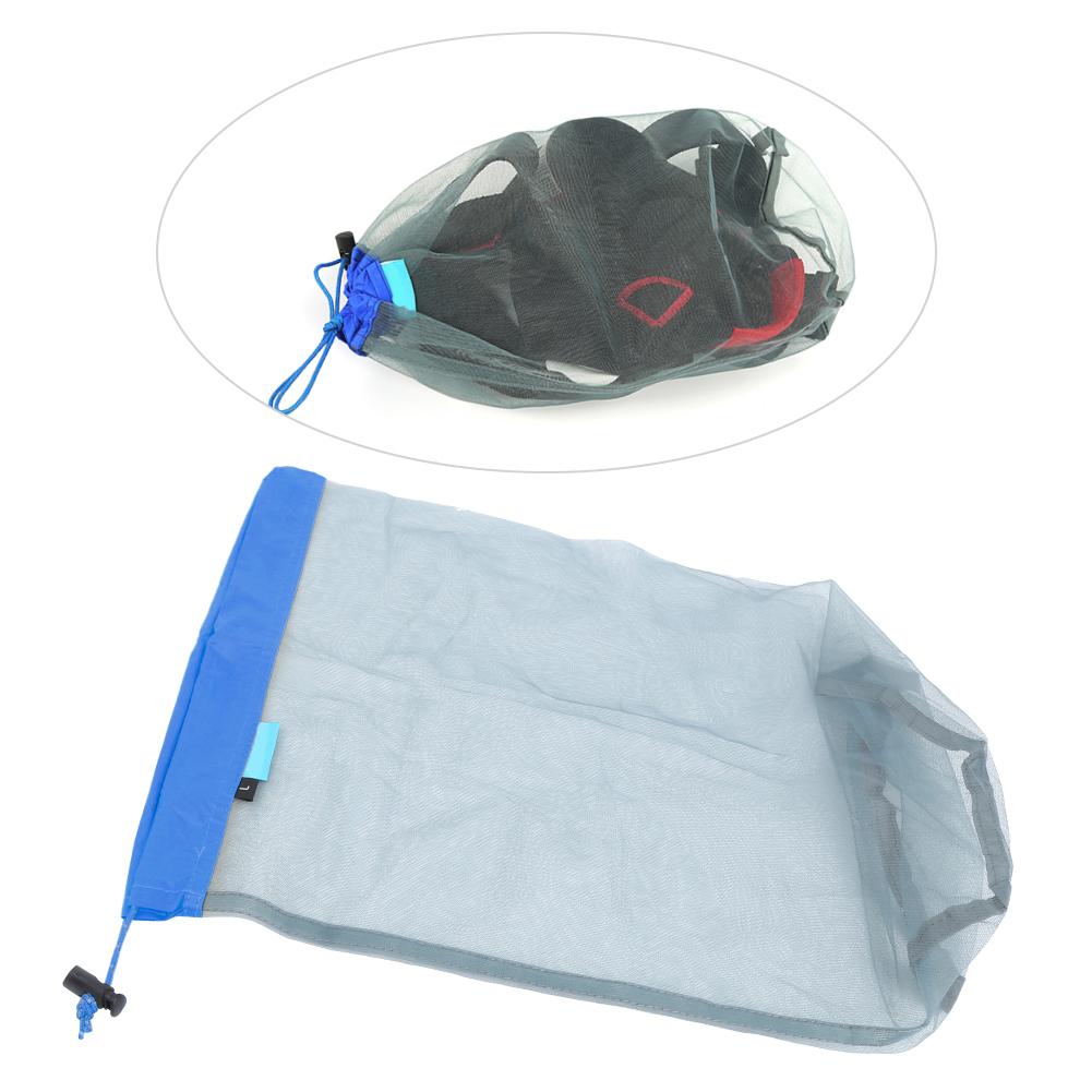 Outdoor Camping Netz Aufbewahrungstasche Tragbarer Kordelzug Reiseflasche Werkzeug AufbewahrungstascheL Blauer Rand