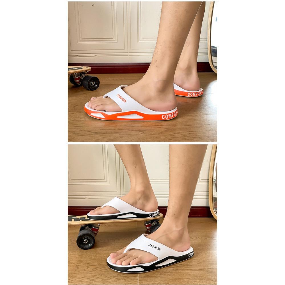 Fashion Men's Flip Flops, Summer Thick Sole Soft Non-Slip Deodorant Wear-resistant Slippers for Outdoor Bathroom Home
