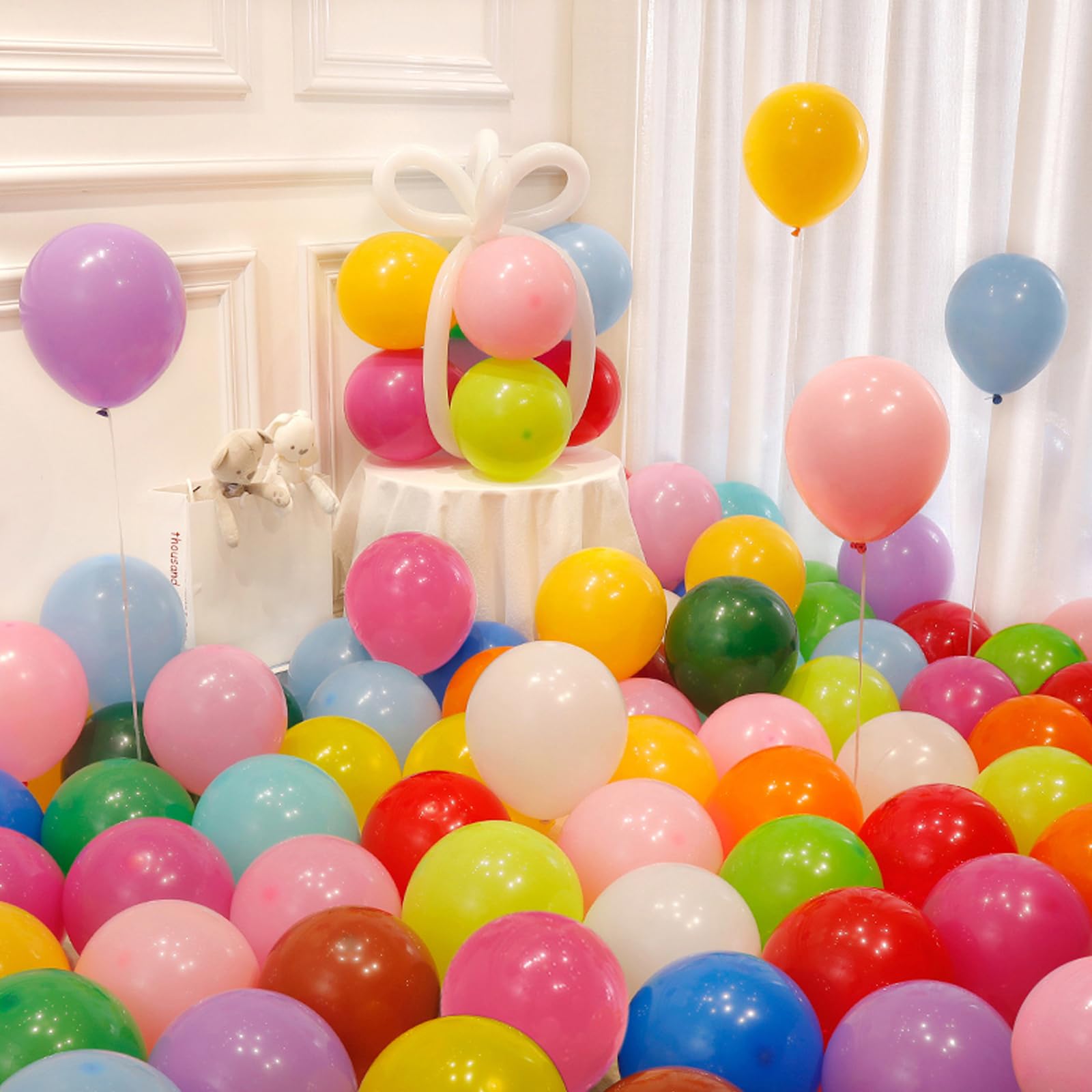 Sekat Balloon Multi 10-inch Latex Balloons 100 Pieces Thick Round Balloons Decoration Birthday Wedding Store Opening Celebration Party Sports Festival