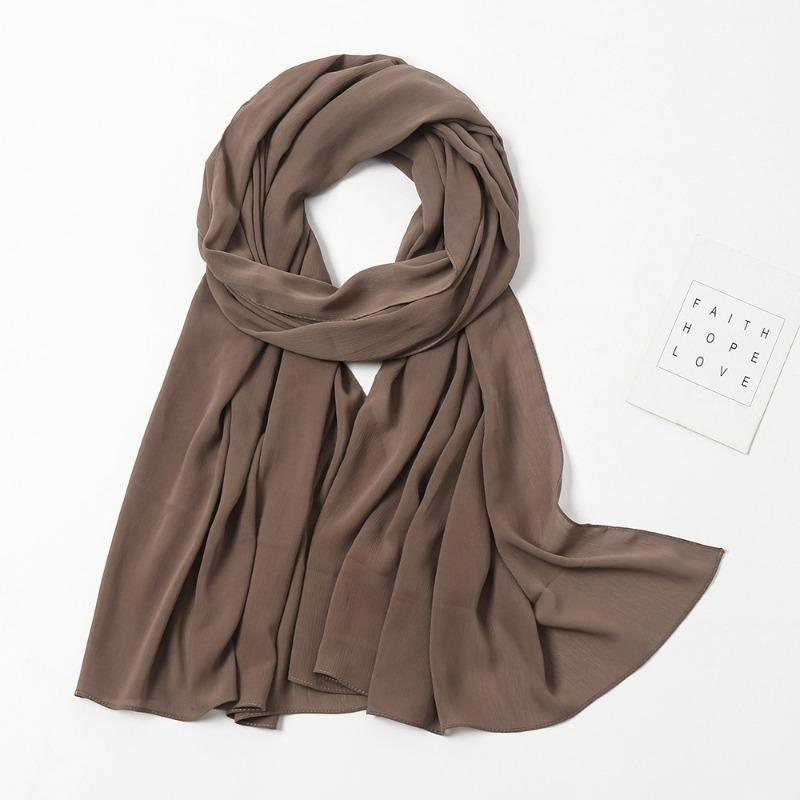 Monochrome natural wrinkled chiffon headscarf breathable pleated bag headscarf YW breathable sunscreen