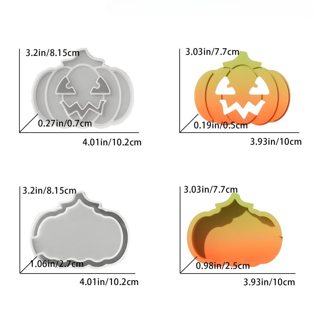 Diy hollow pumpkin silicone mold Halloween home horror ornaments decorative epoxy resin gypsum cement concrete mix casting molds
