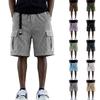 Herren Corduroy Lockere Passform Shorts Vintage Stil Lockere Freizeitshorts mit Lederetikett und großem Streifenmuster Design
