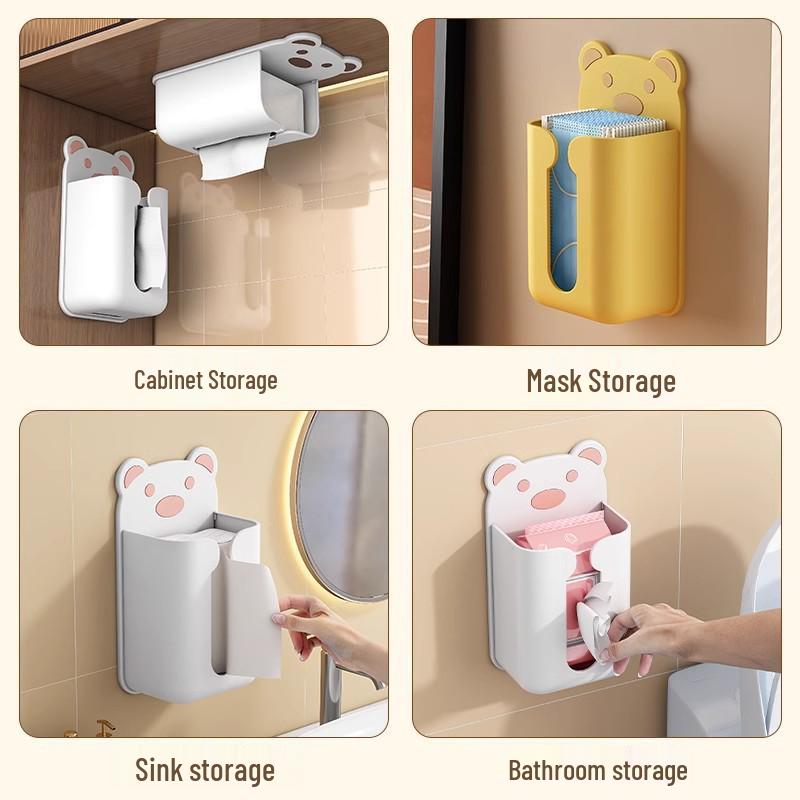 Wall-Mounted Cartoon Tissue and Towel Dispenser, No-Punch Installation for Bathroom or Kitchen