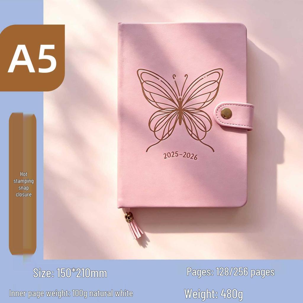 Elegant A5 PU Leather Notebook with Gold Embossing & Snap Closure - Premium Planner & Business Gift