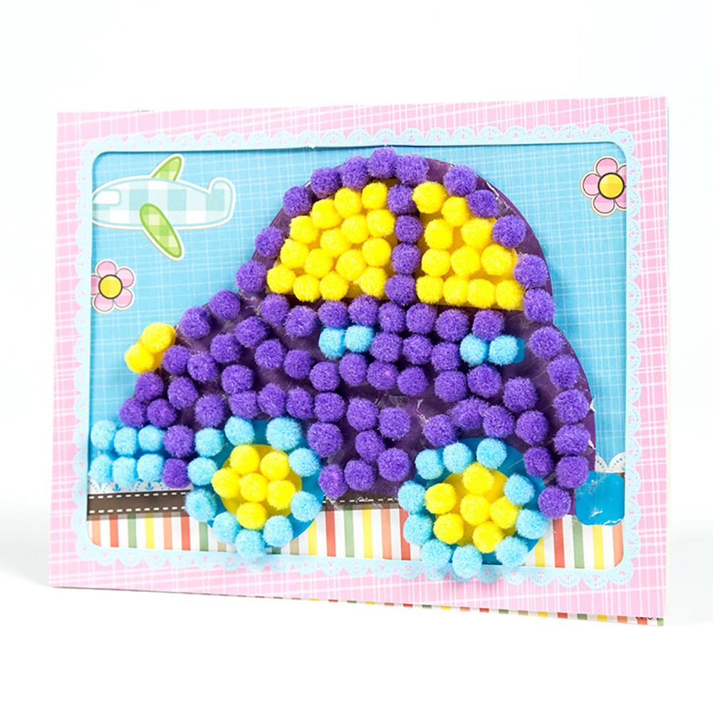 Creative DIY  Kids Plush Ball Painting Stickers Children Educational Handmade Material Cartoon Puzzles Crafts Toys