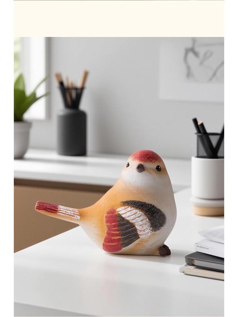 Elegant Enamel Magpie Figurine: High-Quality Small Bird Decoration for the Home