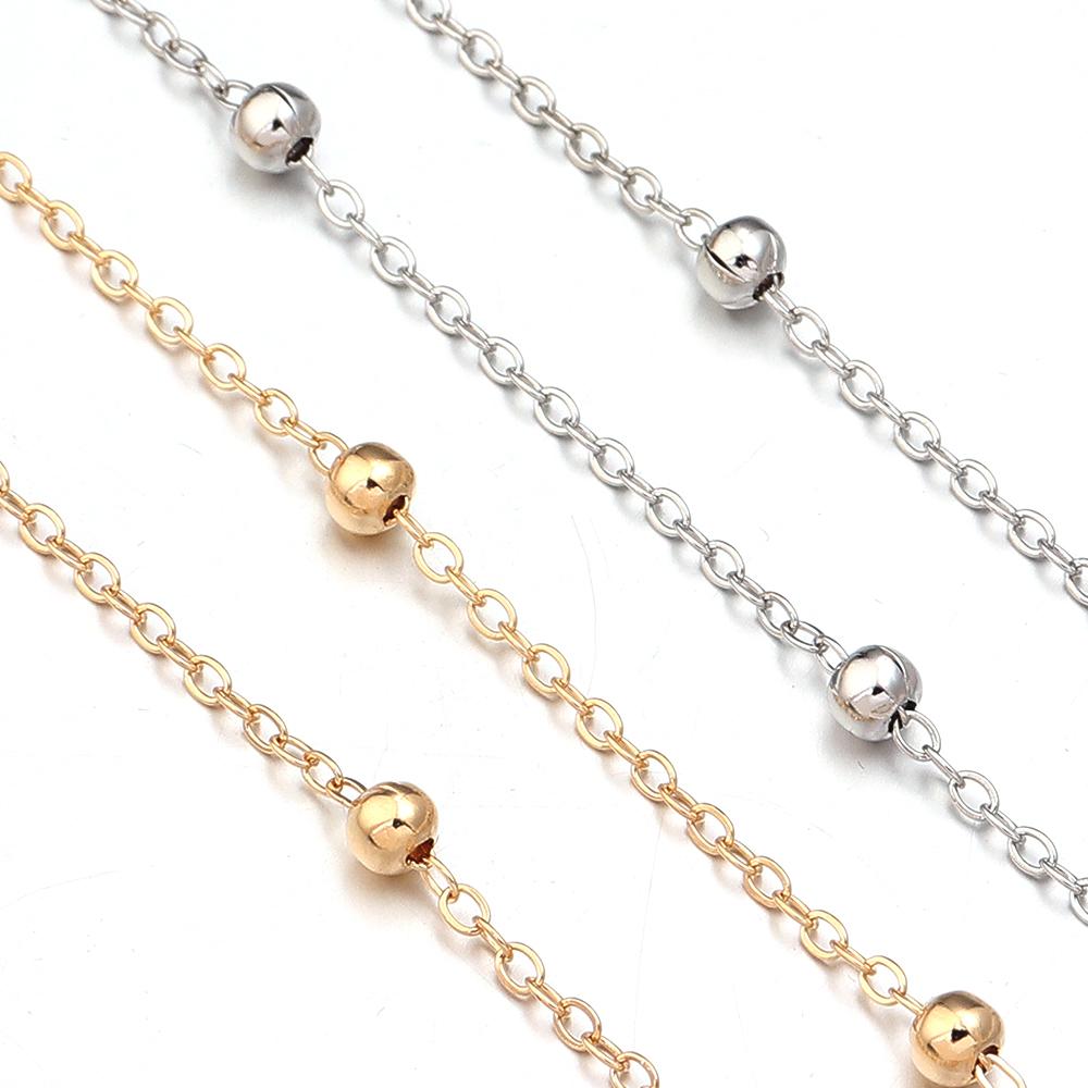 10Yards/Roll Iron Beads Chains Metal Ball Bead Link Chains For Jewelry Making DIY Crafts Necklace Bracelets Accessories Supplies