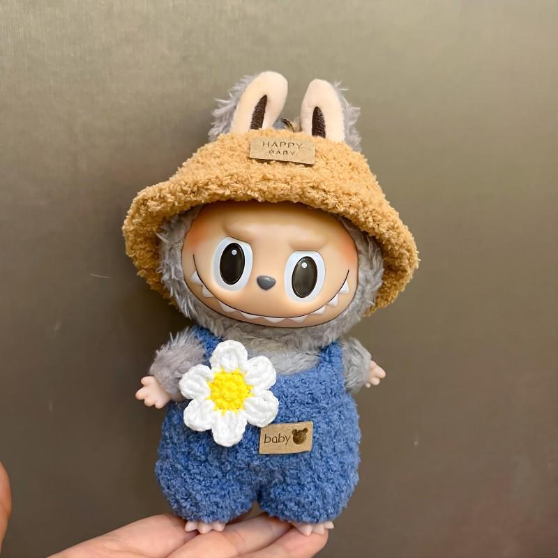 Heart-Beating Macaron Face Doll Clothes for 17cm Labubu - Three Generations Edition