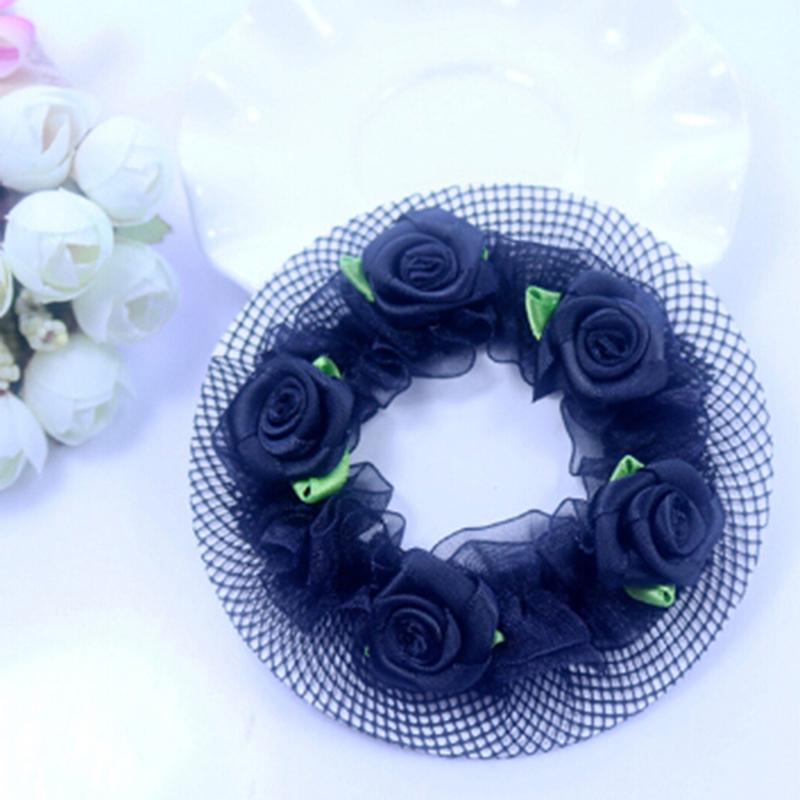 

Милая сетка для булочки с цветочницей для волос для детской булочки, аксессуары для чехла для булочки чёрный