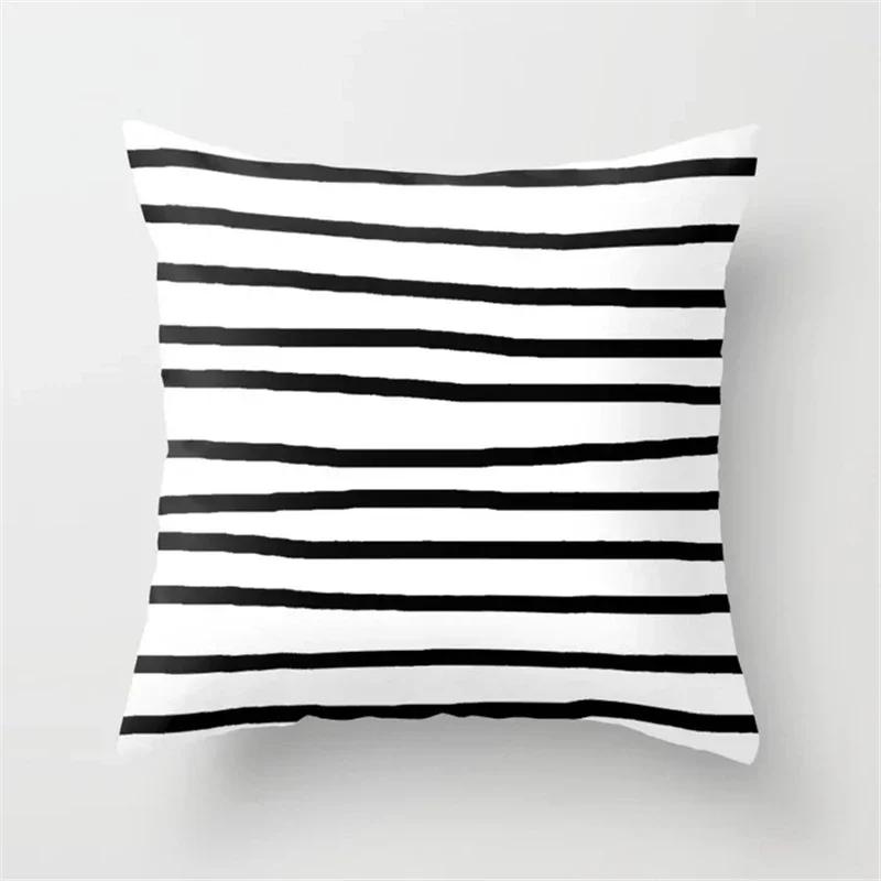 Modern Nodic Style Geometric Gray Pillowscase Polyester Grey Plaids Stripe  Cushion Covers Decorative Sofa Throw Pillows