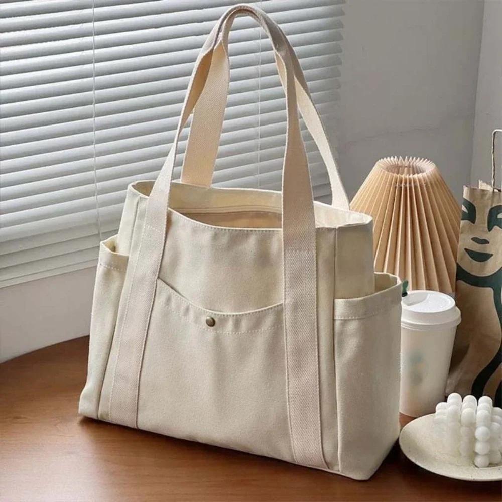 

Large Capacity Canvas Tote Bags for Work Commuting Carrying Bag College Style Student Outfit Book Shoulder Bag Bolsos Para Mujer