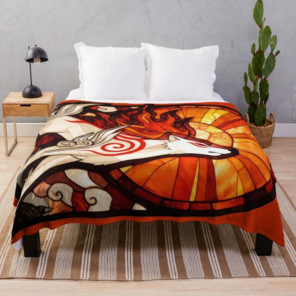 Stained Glass Amaterasu Throw Blanket