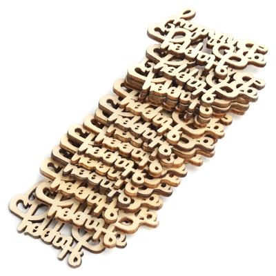 60Pcs Happy Birthday Wood Cutout Words DIY Decorative Crafts Wooden Ornaments for Party