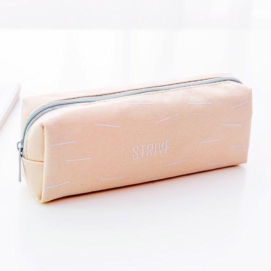 Stationery Canvas Pencil Case School Pencils Bag Simple Striped Grid Office Supplies Students Writing Stationery for Girls Gift