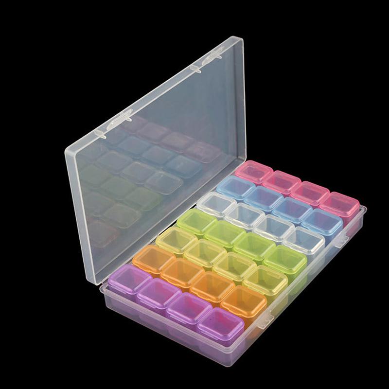 28/56 Grids Diy Diamond Jewelry Storage Box Grids Clear Nail Art  Tools Beads Display Storage Case Organizer Box