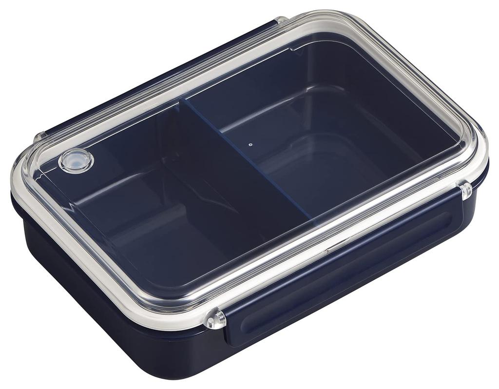 OSK Feel Easy Tight Lunch Box with Navy Made in Dishwasher and Microwave with Simple Box, Freezer-Safe Dividers, Blue, 800ml, Japan, Safe, Two-Point