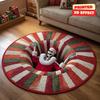 3D Illusion Santa Gnome Red Green White Carpet Non-slip Mat Rug for Christmas Tree Living Room Home Decoration 3D Effect Bedroom