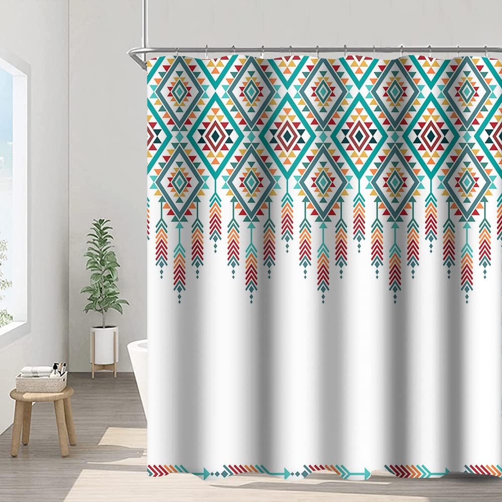

Tribal Pattern Shower Curtain Geometric Design Bathroom Decor Waterproof Bath Linen Ethnic Style Home Accessories Bohemian Art W60H190(CM)-1 Pcs