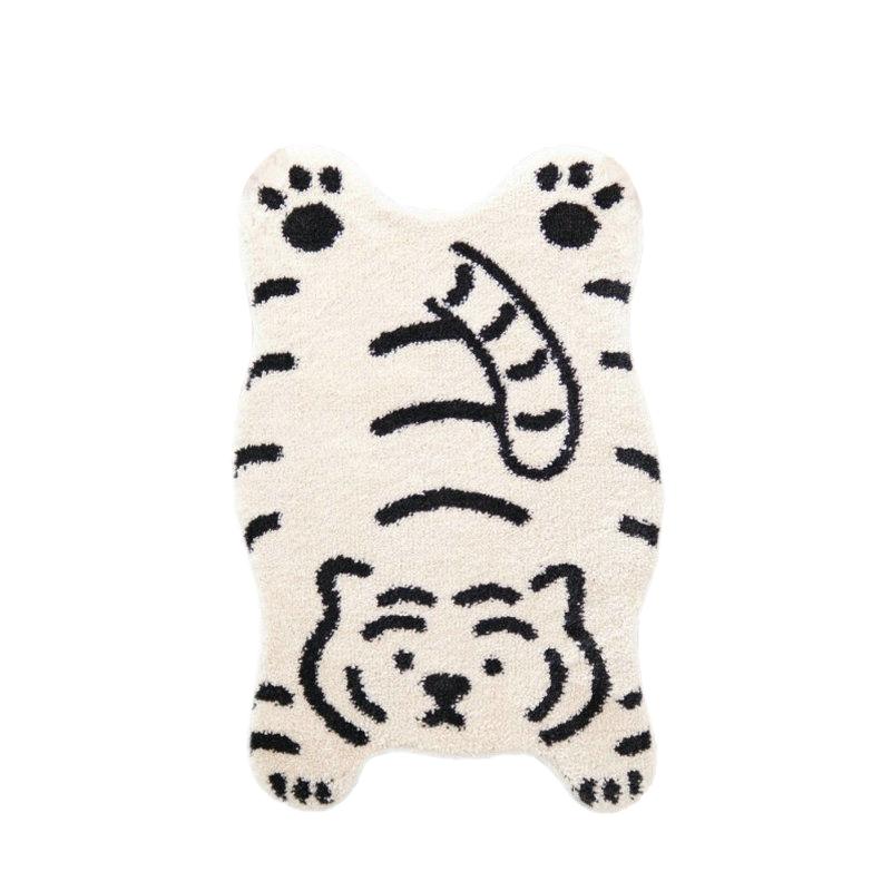 

Мягкие пушистые ковры, ковер с изображением мультяшного тигра, нескользящий прикроватный коврик, коврики для дома, впитывающий коврик для ванной 60x90cm белый