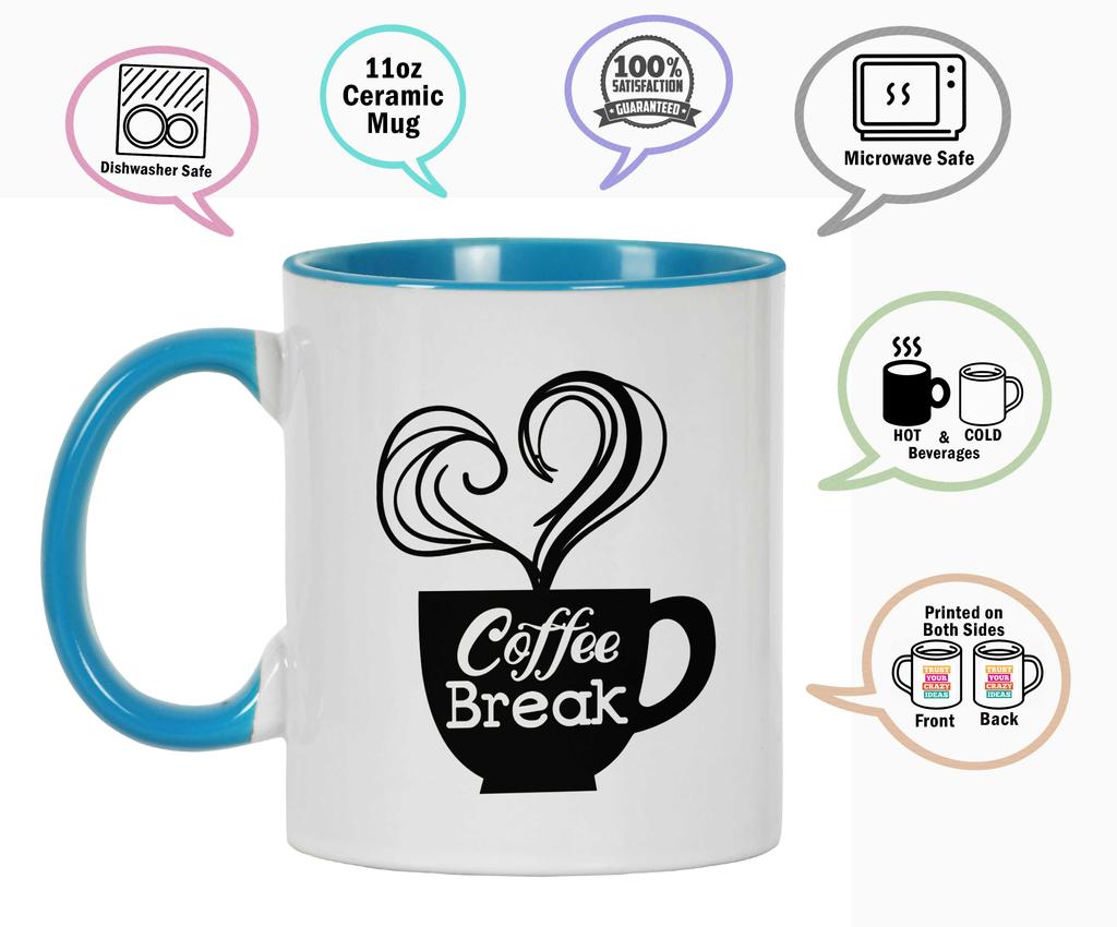 Inkdotpot Coffee Break 11 Oz Ceramic Coffee Mugs Great For Co-worker Boss Gift For Coffee